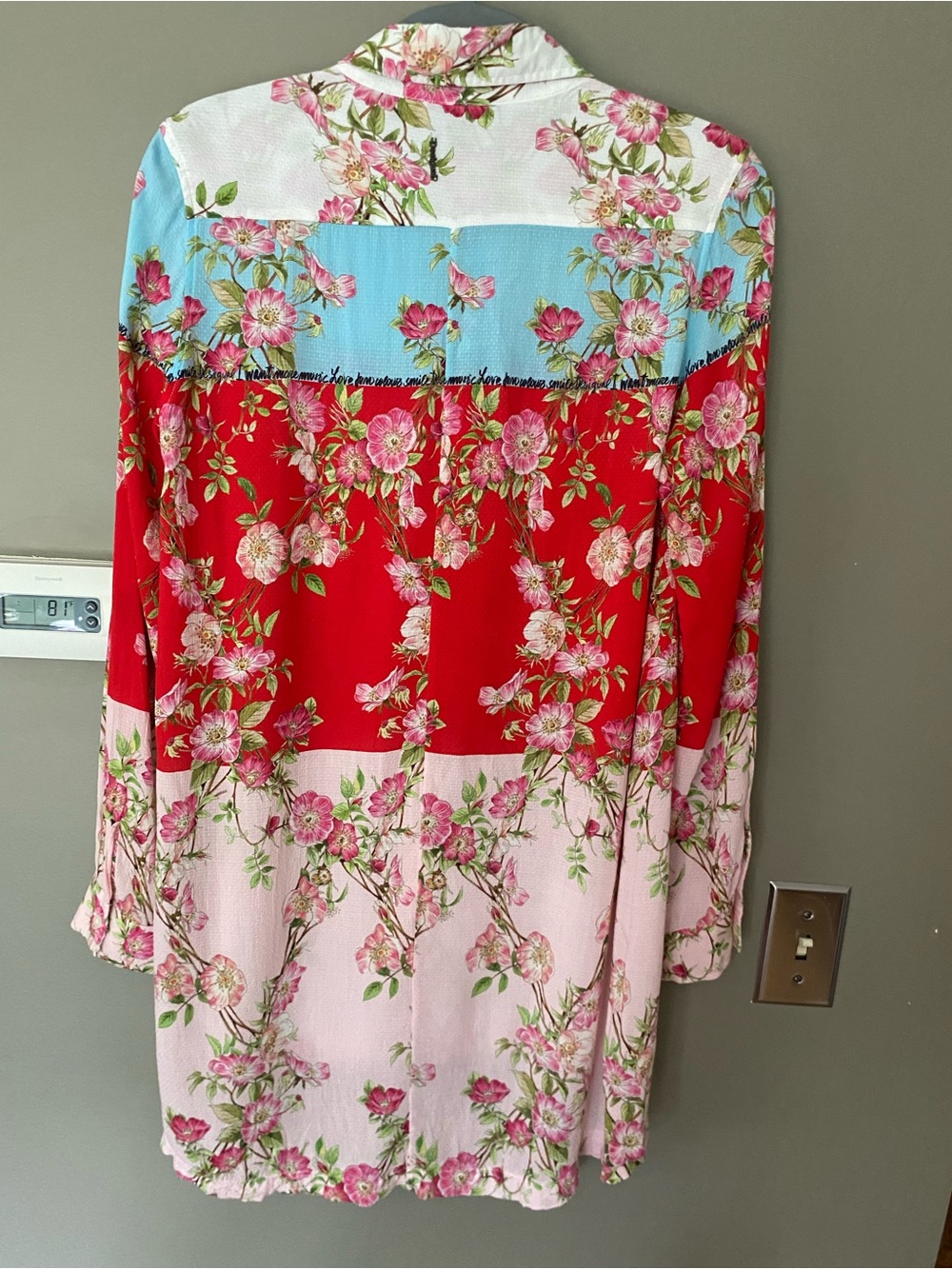 DESIGUAL "Glen" Asymmetric Floral Longline Button Down Shirt Size M - Picture 3 of 7